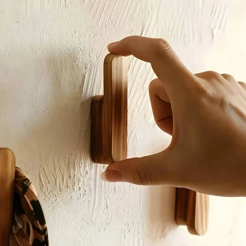 Rustikale Wandhaken Holz - 4 Stück Hakenleiste für Garderobe & Dekoration 0