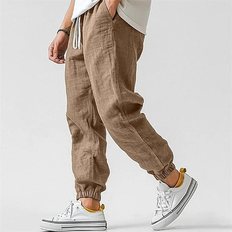 Pantalon Jogger Homme en Mélange de Lin