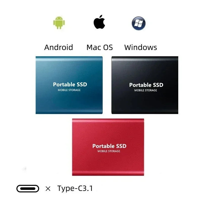 Disque SSD Externe 2TB Ultra-Rapide USB 3.1 Type-C pour PC et Laptop