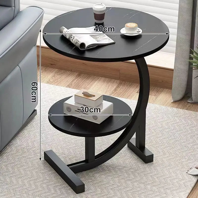 Table d'appoint Mini Déplaçable – Bois et Acier Inoxydable, Design Moderne pour Salon ou Chambre