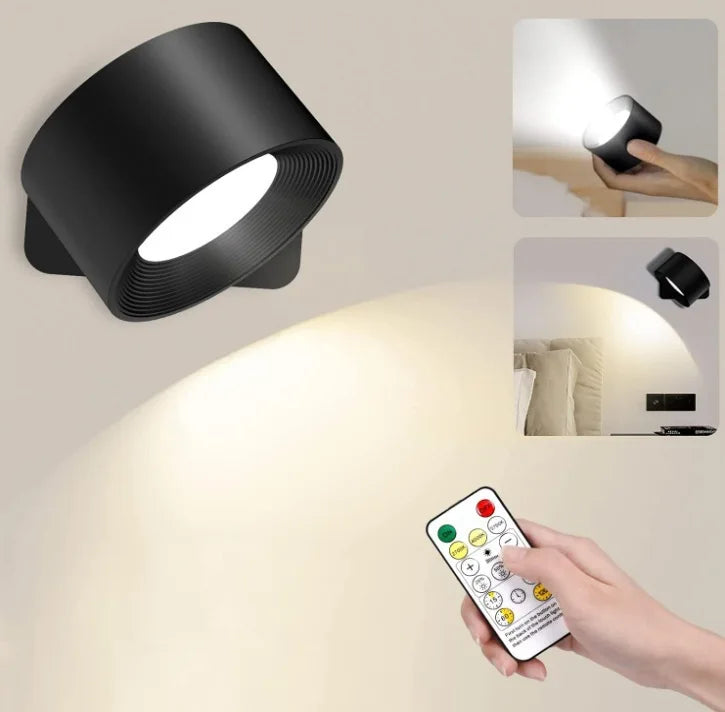 Rechargeable wall sconce – Cylindrical design, cordless with remote control, for the bedroom or living room
