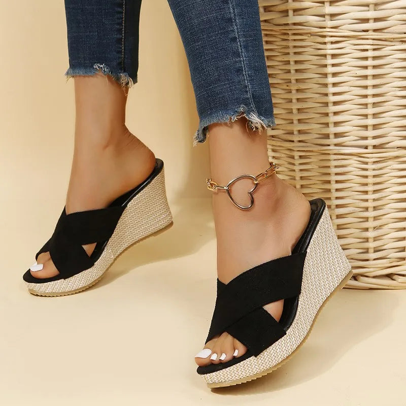 Sandales Compensées Femme Espadrilles Brides Croisées
