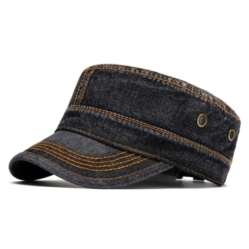 Casquette Denim Unisexe Style Militaire Délavée
