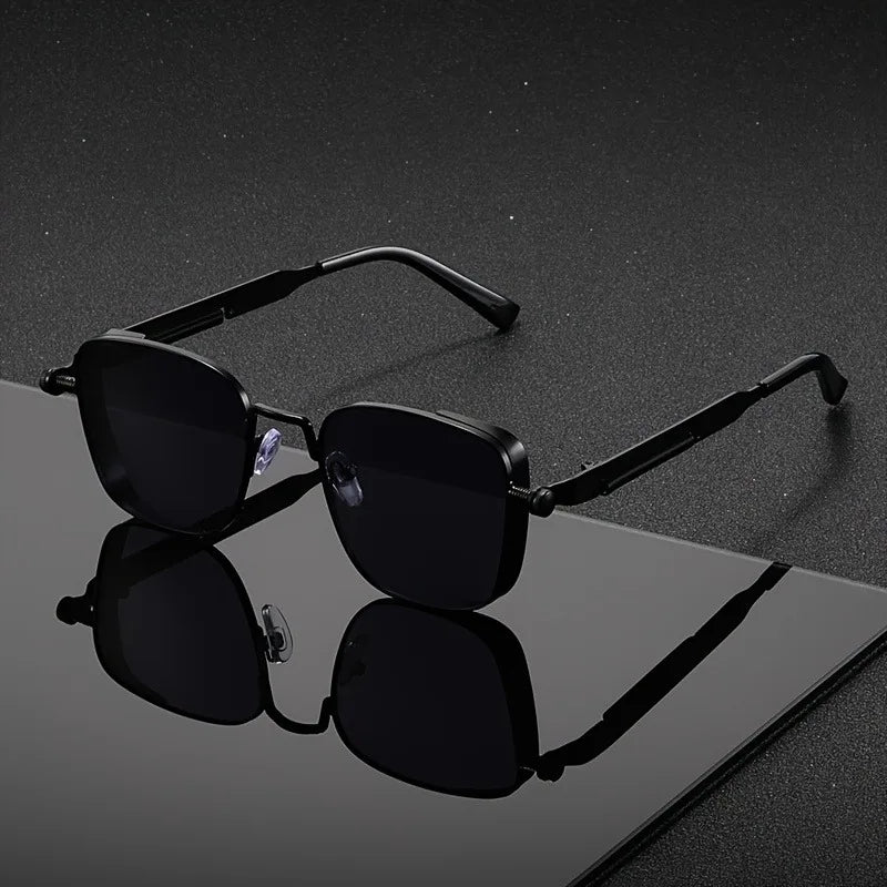 Lunettes de Soleil Carrées Unisexes en Métal avec Protection UV400