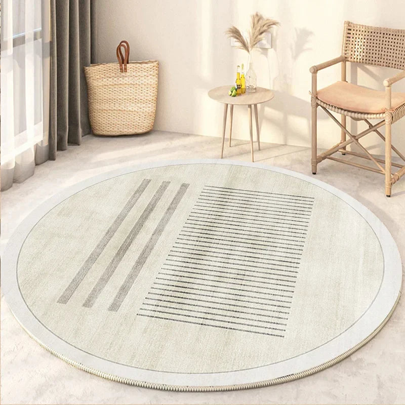 Tapis Rond – Polyester Doux, Design Minimaliste pour Salon ou Chambre