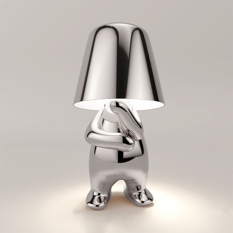 Lampe à Poser Silhouette Rechargeable en Résine, Finition Dorée ou Argentée