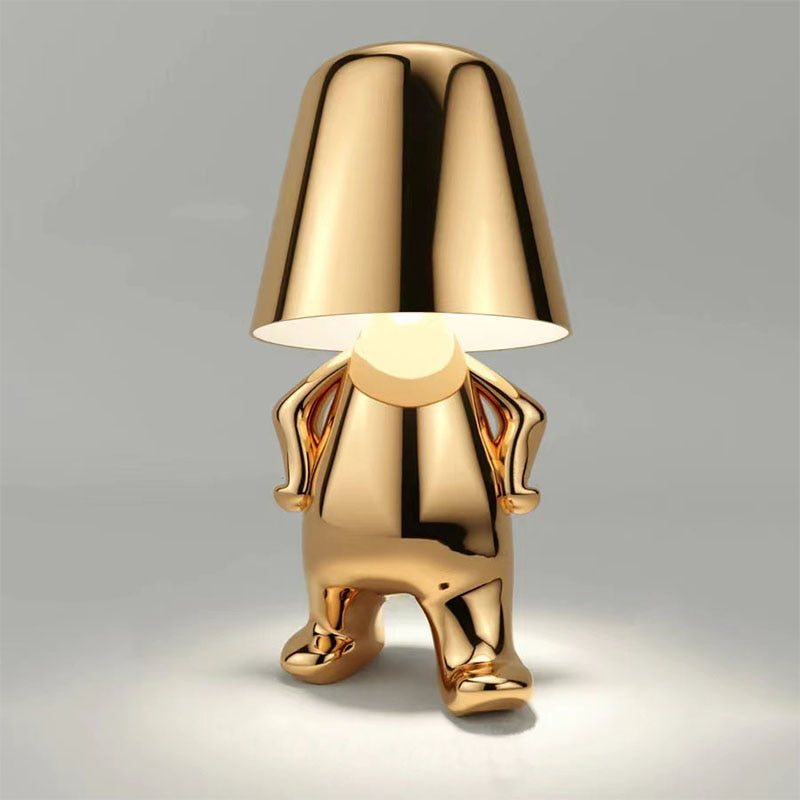 Lampe à Poser Silhouette Rechargeable en Résine, Finition Dorée ou Argentée