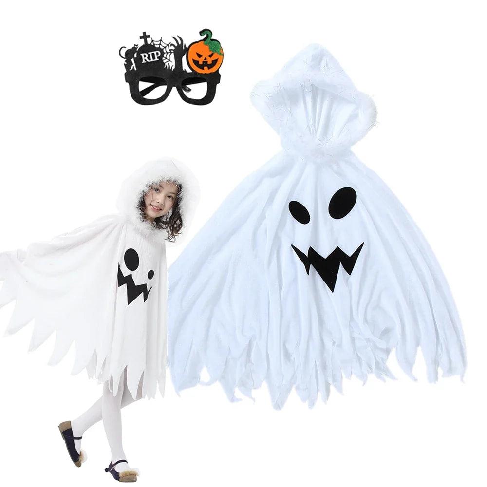 Ghost cape costume with bonus Halloween party glasses
