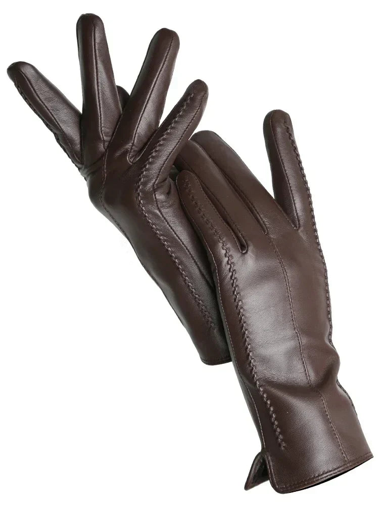 Gants d'Hiver Femme en Cuir, Doublure Polaire Chaude