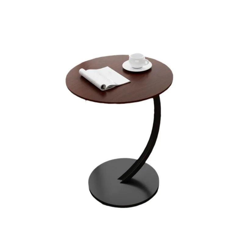 Round Side Table – Wood and Steel, Modern Design for the Living Room or Bedroom