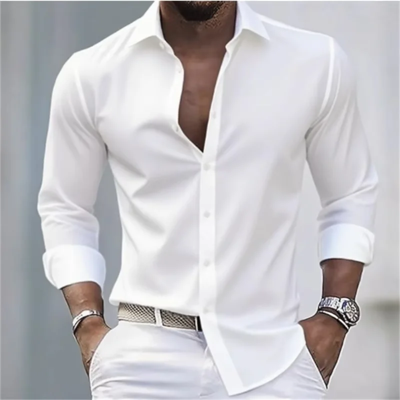 Chemise Homme Slim Fit Manches Longues Boutonnée Casual