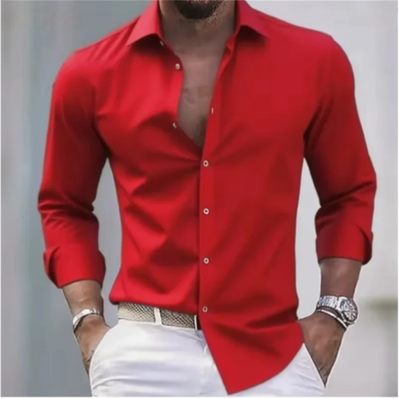 Chemise Homme Slim Fit Manches Longues Boutonnée Casual