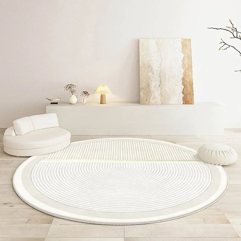 Round Rug – Soft Polyester, Minimalist Design for the Living Room or Bedroom