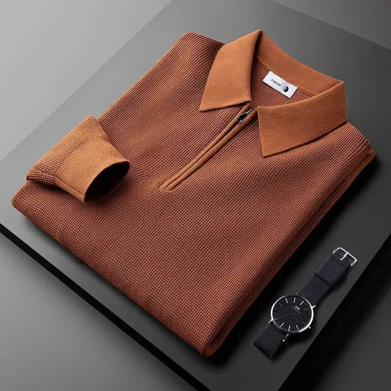 Pull Homme Quart-Zip Maille Gaufrée