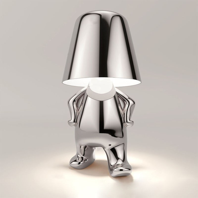 Lampe à Poser Silhouette Rechargeable en Résine, Finition Dorée ou Argentée