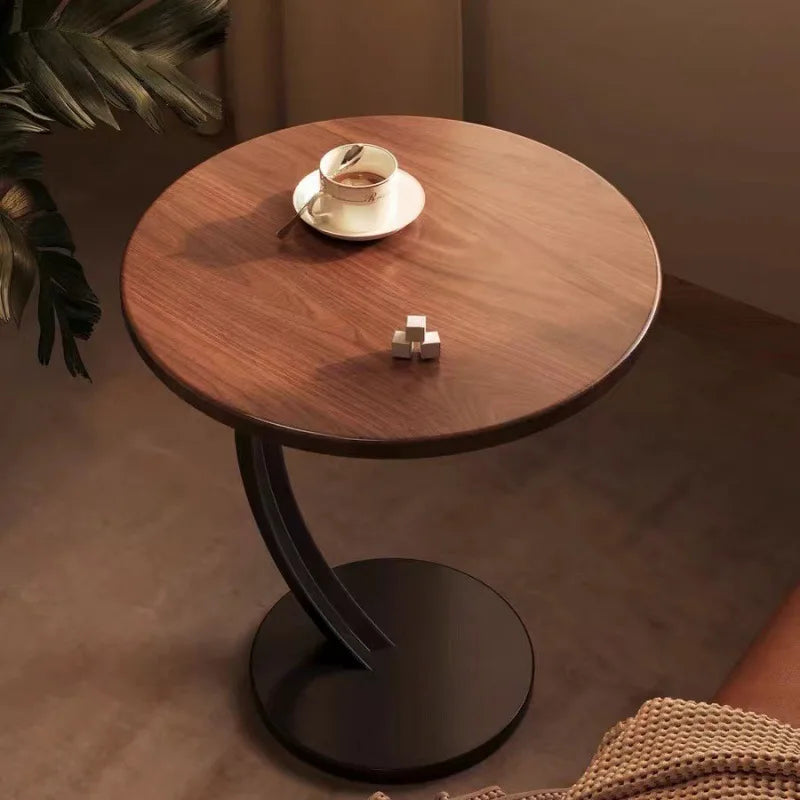 Table d'appoint ronde – Bois et Acier, Design Moderne pour Salon ou Chambre