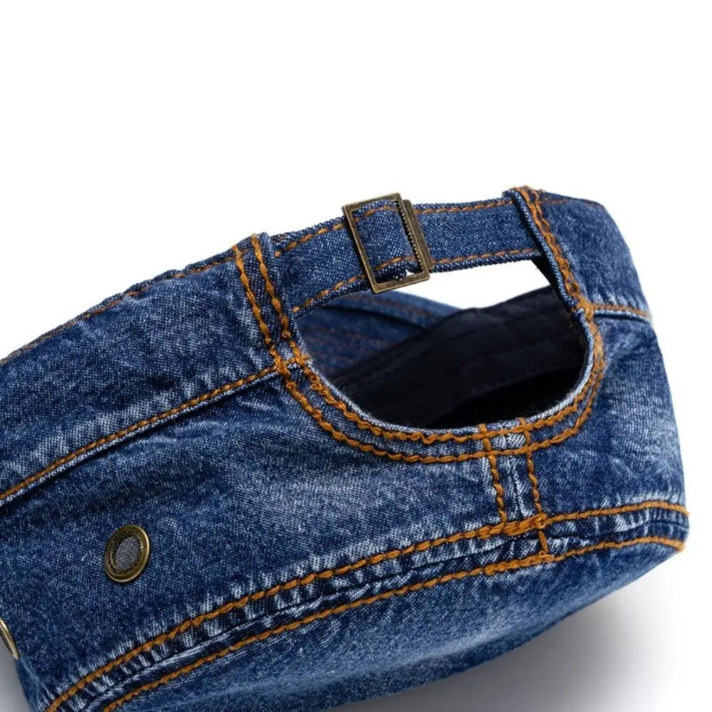 Casquette Denim Unisexe Style Militaire Délavée