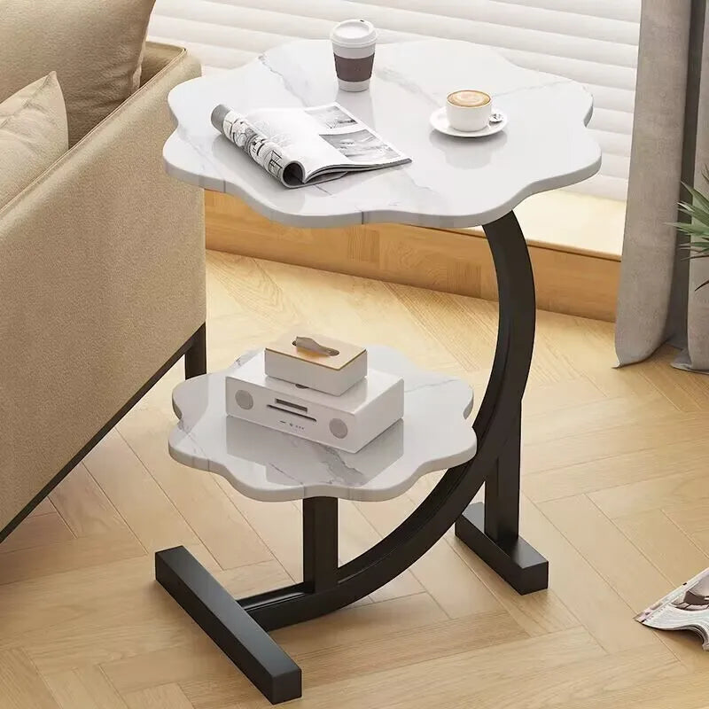 Table d'appoint Mini Déplaçable – Bois et Acier Inoxydable, Design Moderne pour Salon ou Chambre
