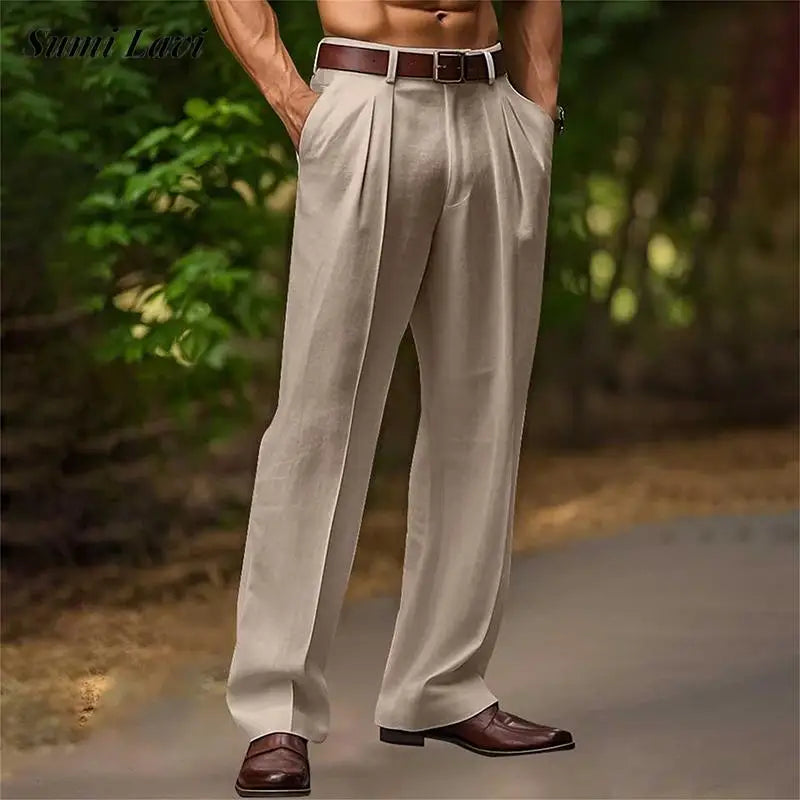 Pantalon Homme Taille Haute à Pinces - Poches Latérales