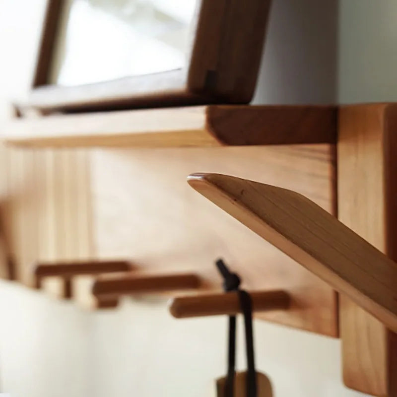 Walnut Wood Coat Rack – Creative Piano Key Design for the Hallway or Entryway with 9 Hooks