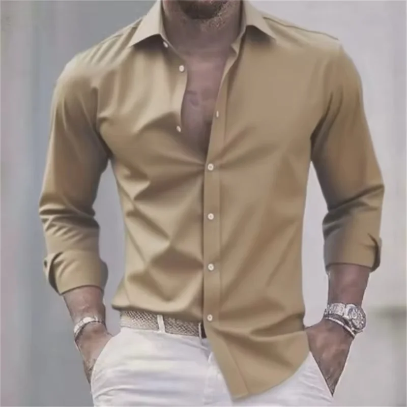 Chemise Homme Slim Fit Manches Longues Boutonnée Casual
