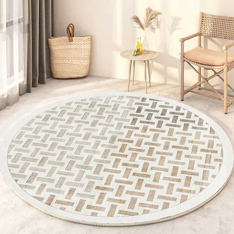 Round Rug – Soft Polyester, Minimalist Design for the Living Room or Bedroom