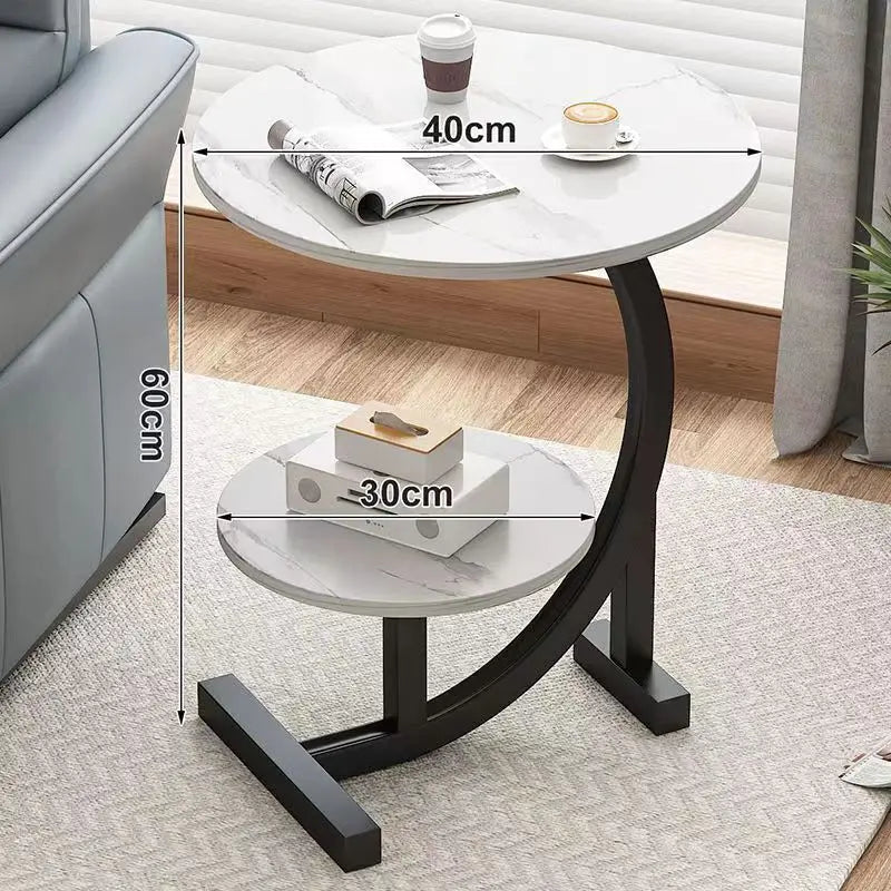 Table d'appoint Mini Déplaçable – Bois et Acier Inoxydable, Design Moderne pour Salon ou Chambre