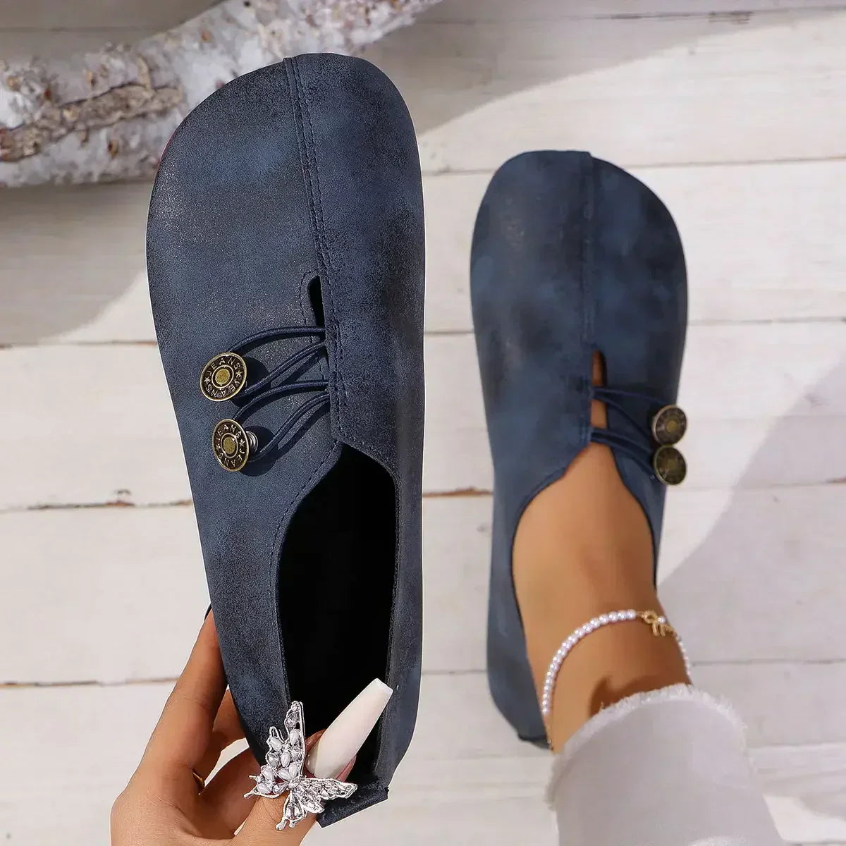 Mocassins Femme en Daim Souple, Fermeture Élastique Confort