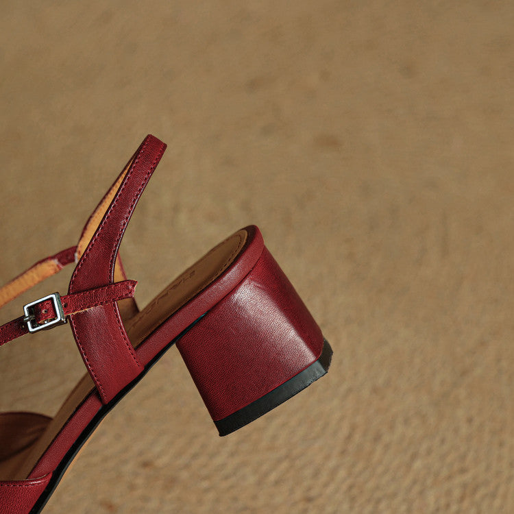 Escarpins Femme en Cuir Véritable - Talon Bloc Stable