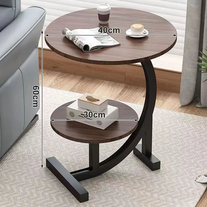 Table d'appoint Mini Déplaçable – Bois et Acier Inoxydable, Design Moderne pour Salon ou Chambre