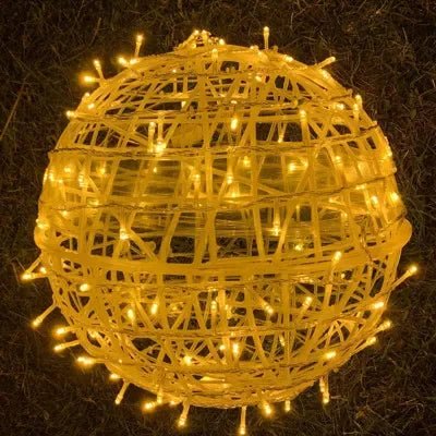 LED Light Balls – Rattan Design, Ambient Lighting for Indoor and Outdoor Use, 20 cm Diameter