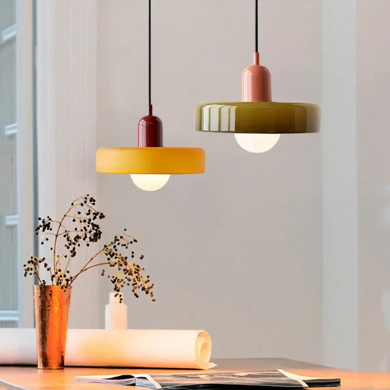 Suspension en verre – Éclairage design élégant aux couleurs douces pour salle à manger ou chambre