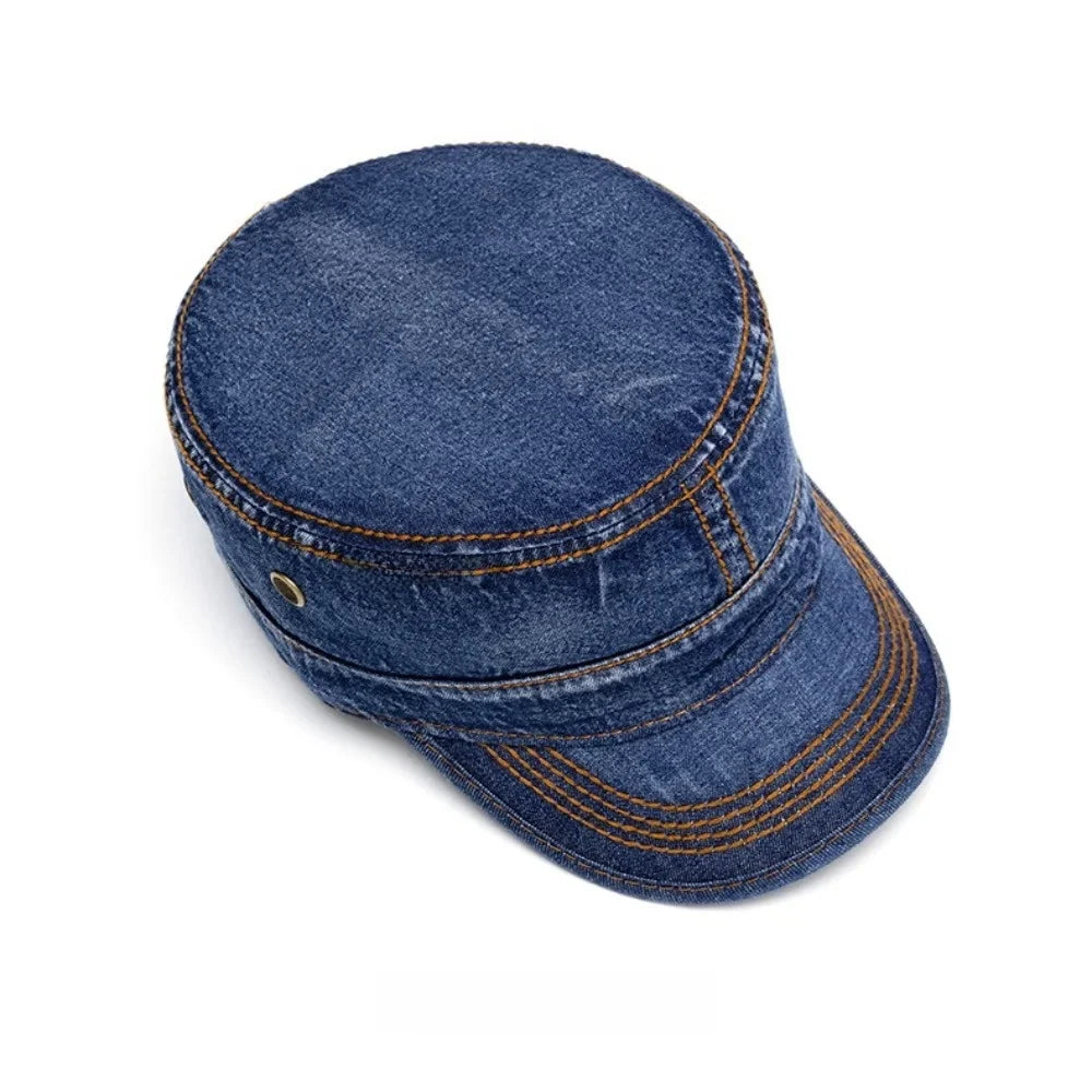 Casquette Denim Unisexe Style Militaire Délavée