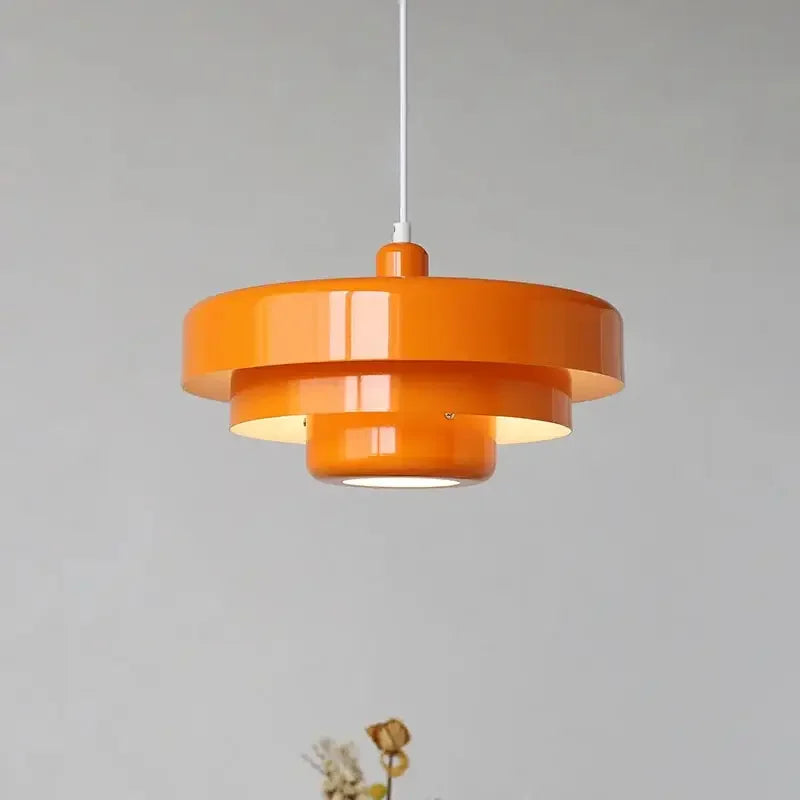 Suspension danoise – Métal orange, design vintage pour salon ou salle à manger