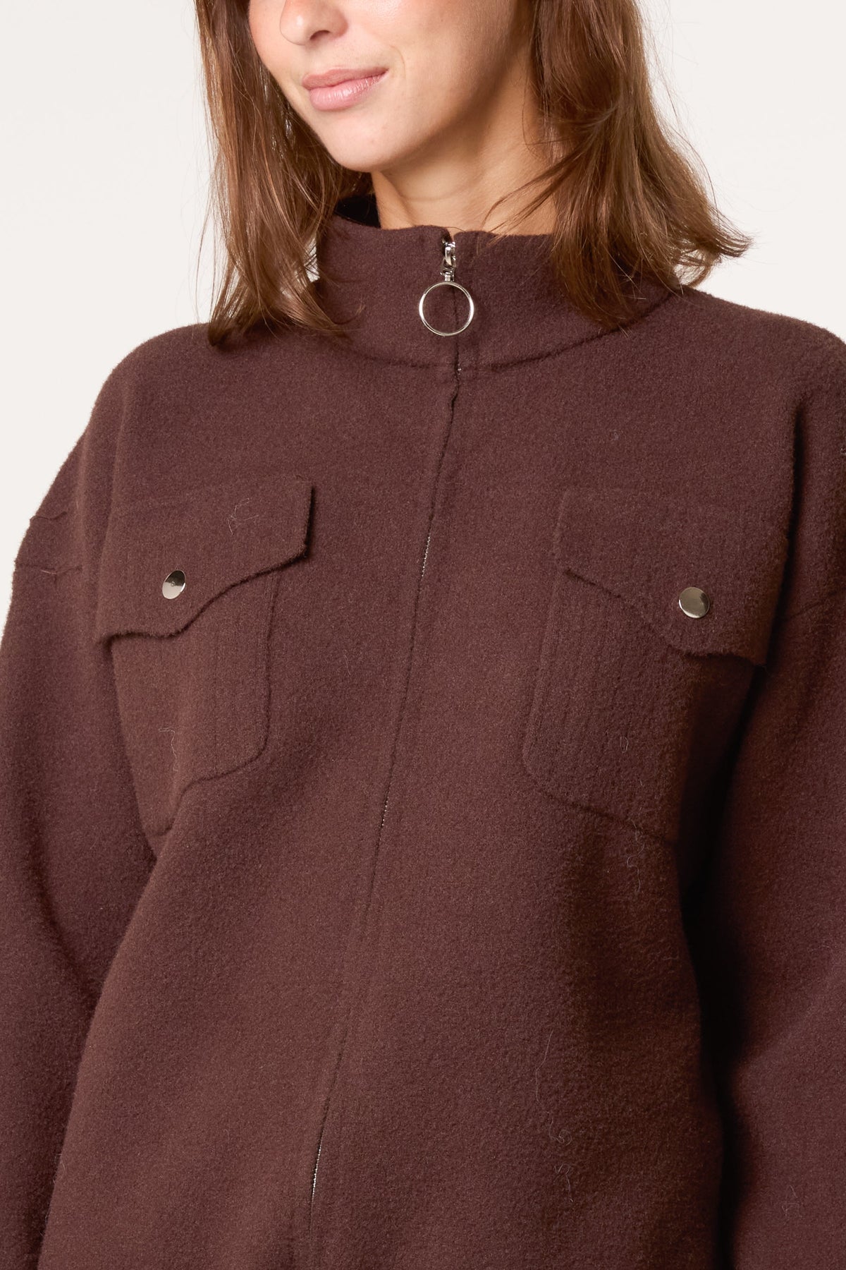 Veste en Maille Zippée Femme à Poches Utilitaires