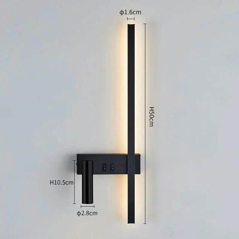 Applique Murale LED Barre Verticale et Spot Orientable