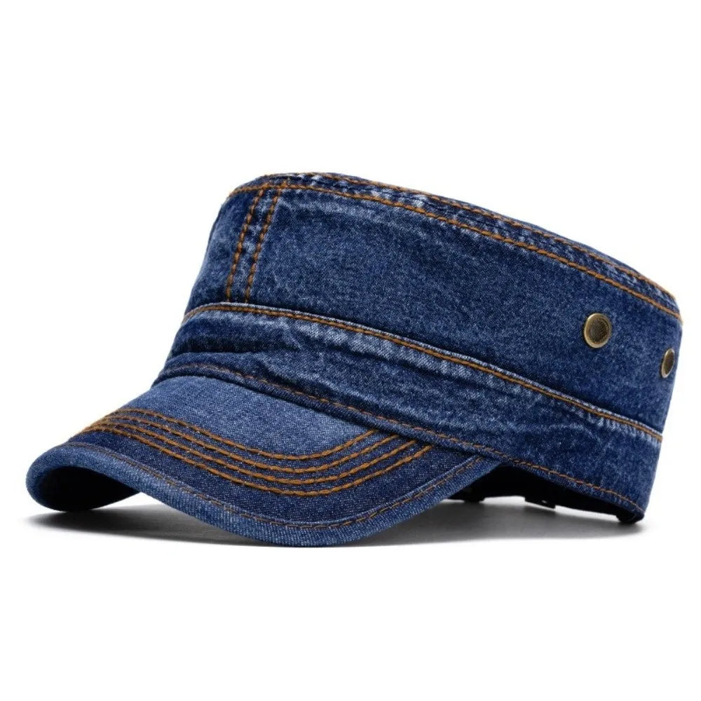 Casquette Denim Unisexe Style Militaire Délavée