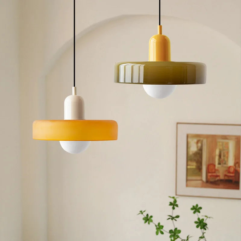 Suspension en verre – Éclairage design élégant aux couleurs douces pour salle à manger ou chambre