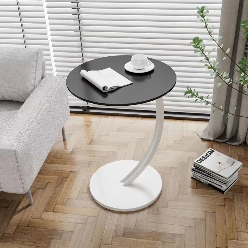 Round Side Table – Wood and Steel, Modern Design for the Living Room or Bedroom