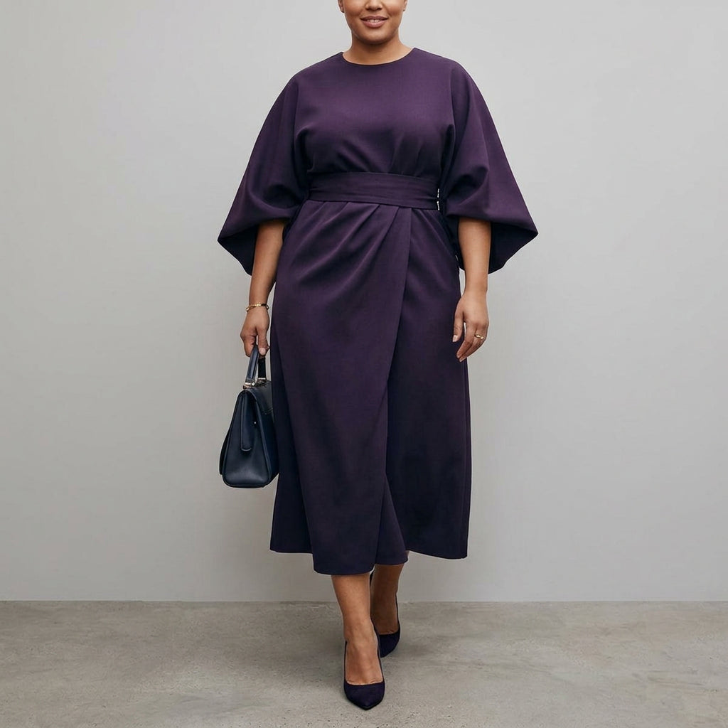 Robe Maxi Femme Manches Chauve-Souris Fluide