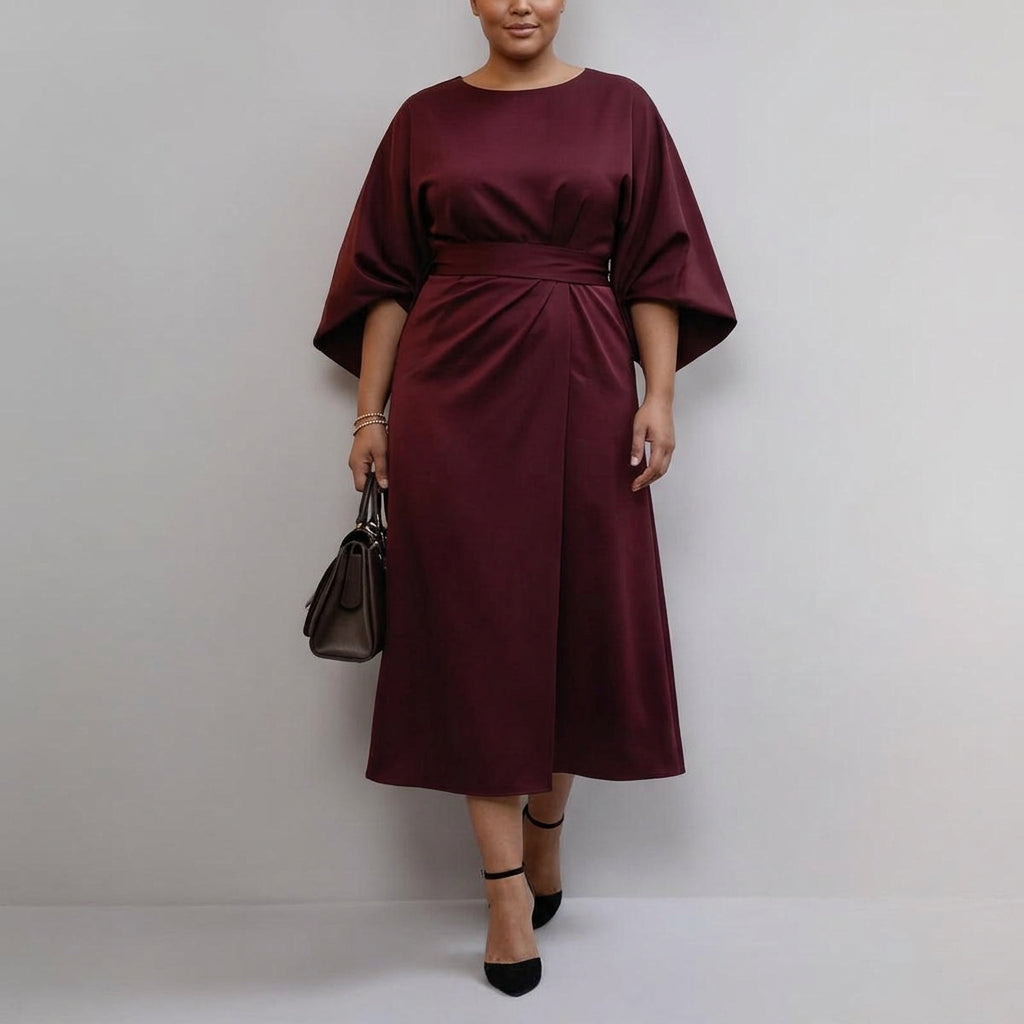 Robe Maxi Femme Manches Chauve-Souris Fluide