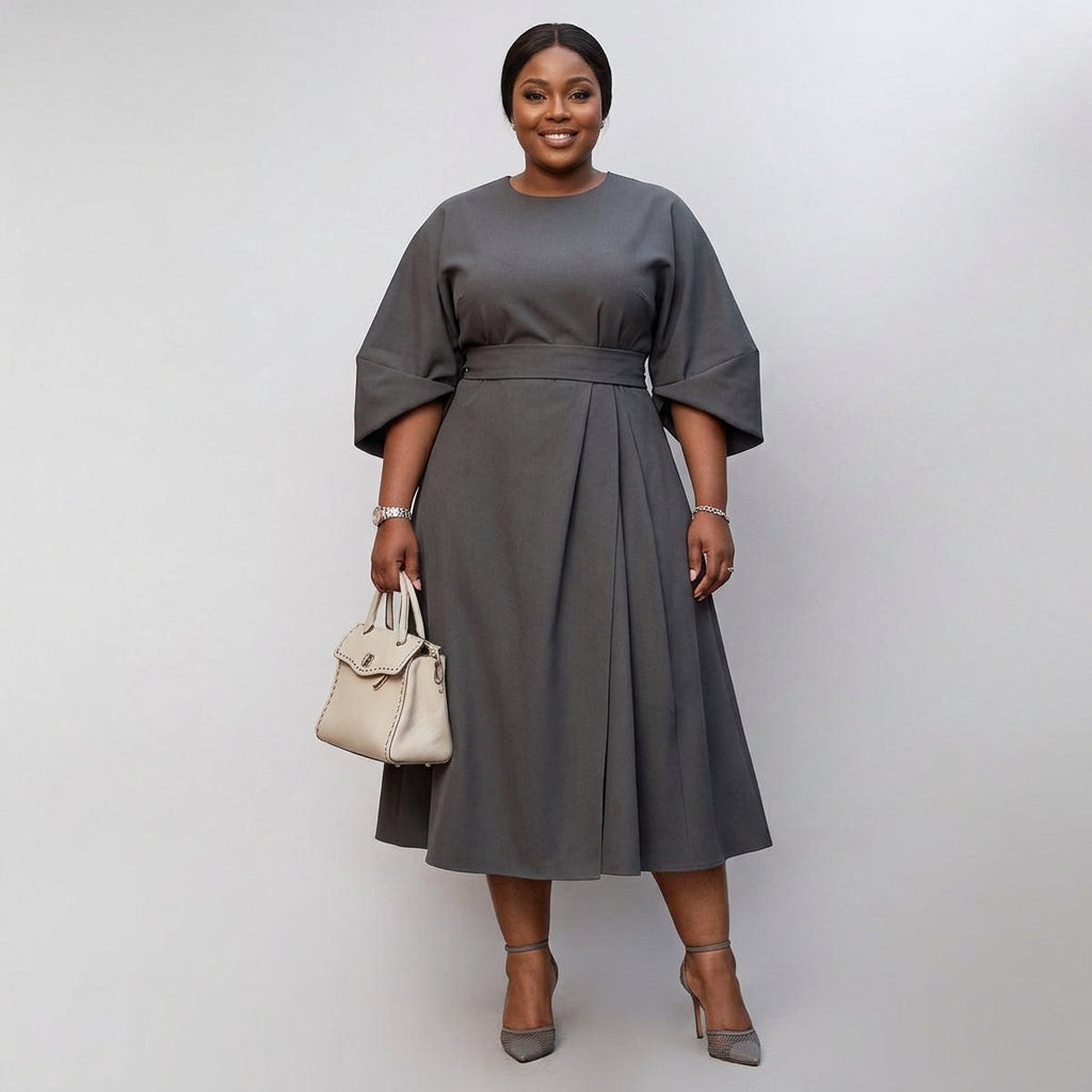 Robe Maxi Femme Manches Chauve-Souris Fluide