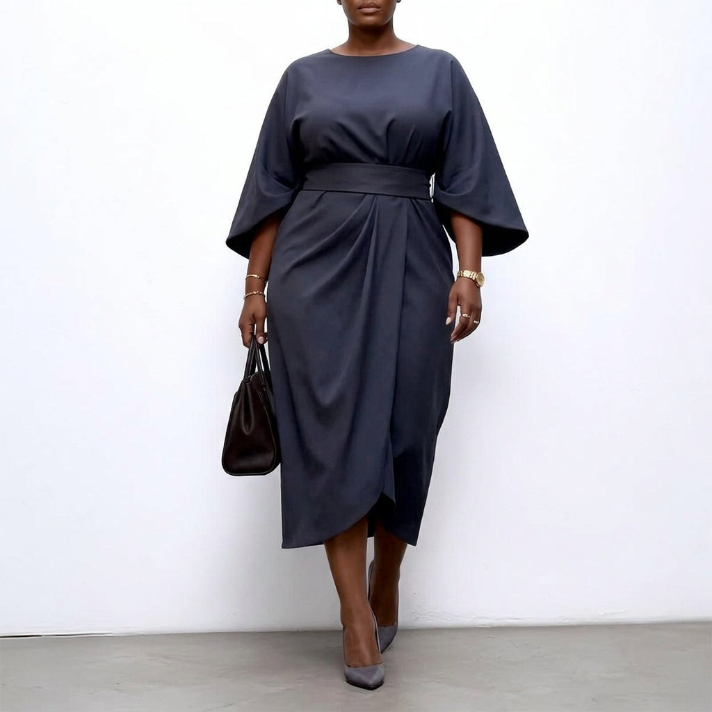 Robe Maxi Femme Manches Chauve-Souris Fluide