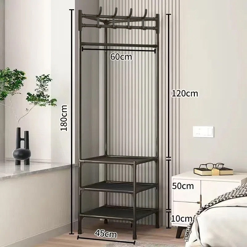 Corner Shelf – Black Metal, Modern Design for Clothing Storage in the Hallway or Bedroom