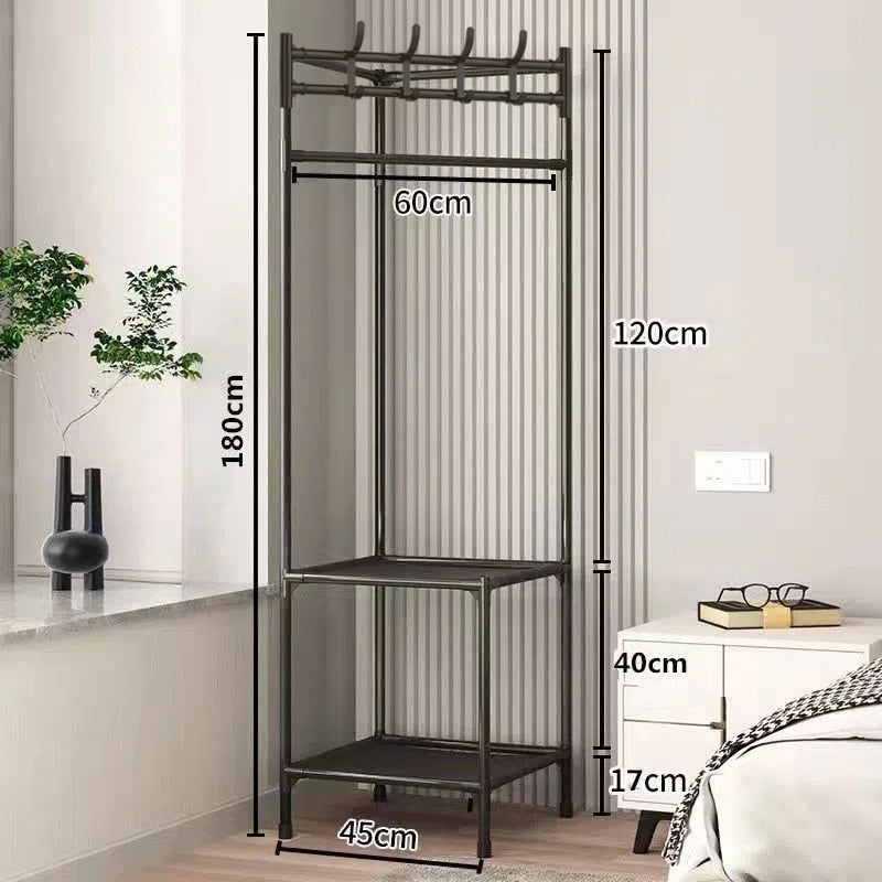 Corner Shelf – Black Metal, Modern Design for Clothing Storage in the Hallway or Bedroom