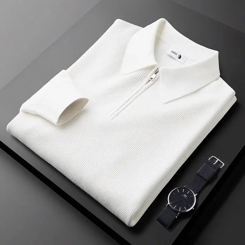 Pull Homme Quart-Zip Maille Gaufrée