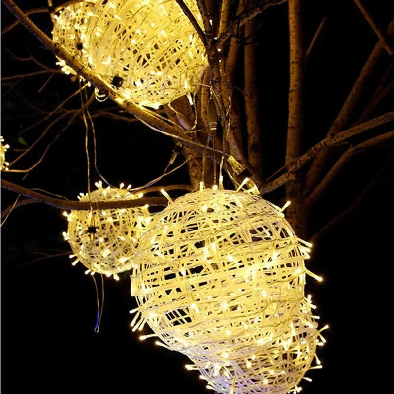LED Light Balls – Rattan Design, Ambient Lighting for Indoor and Outdoor Use, 20 cm Diameter