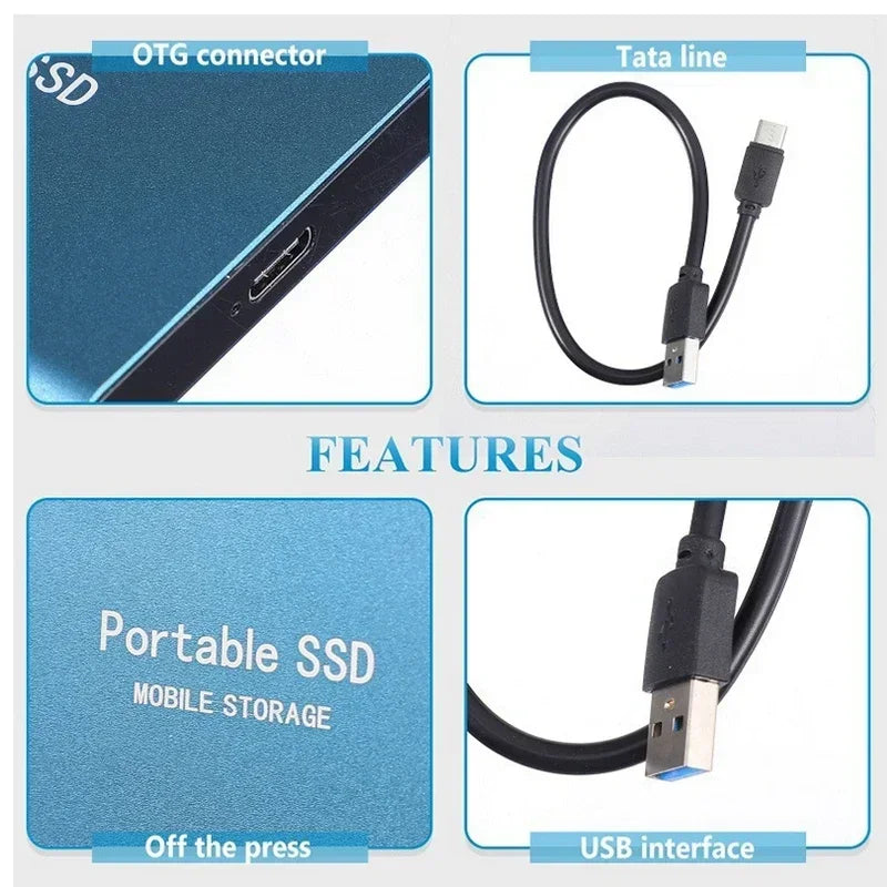 Disque SSD Externe 2TB Ultra-Rapide USB 3.1 Type-C pour PC et Laptop