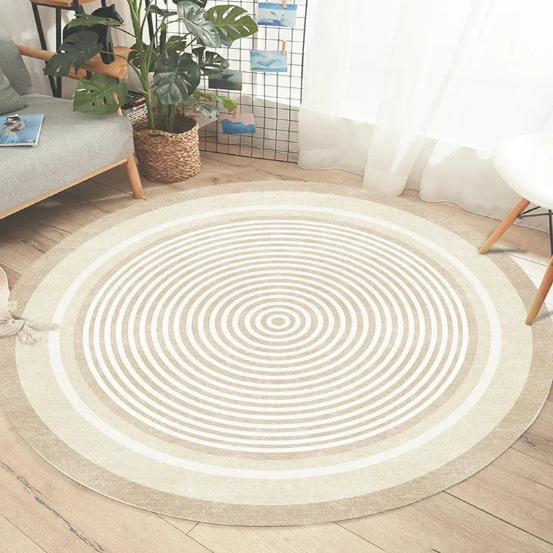 Round Rug – Soft Polyester, Minimalist Design for the Living Room or Bedroom