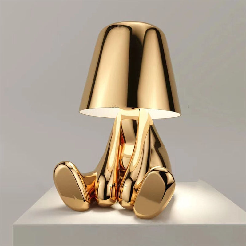 Lampe à Poser Silhouette Rechargeable en Résine, Finition Dorée ou Argentée
